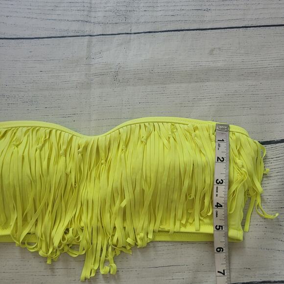 Victoria's Secret Size L Fringe Neon Yellow Bandeau Swim Top Beachwear Summer - Picture 7 of 9